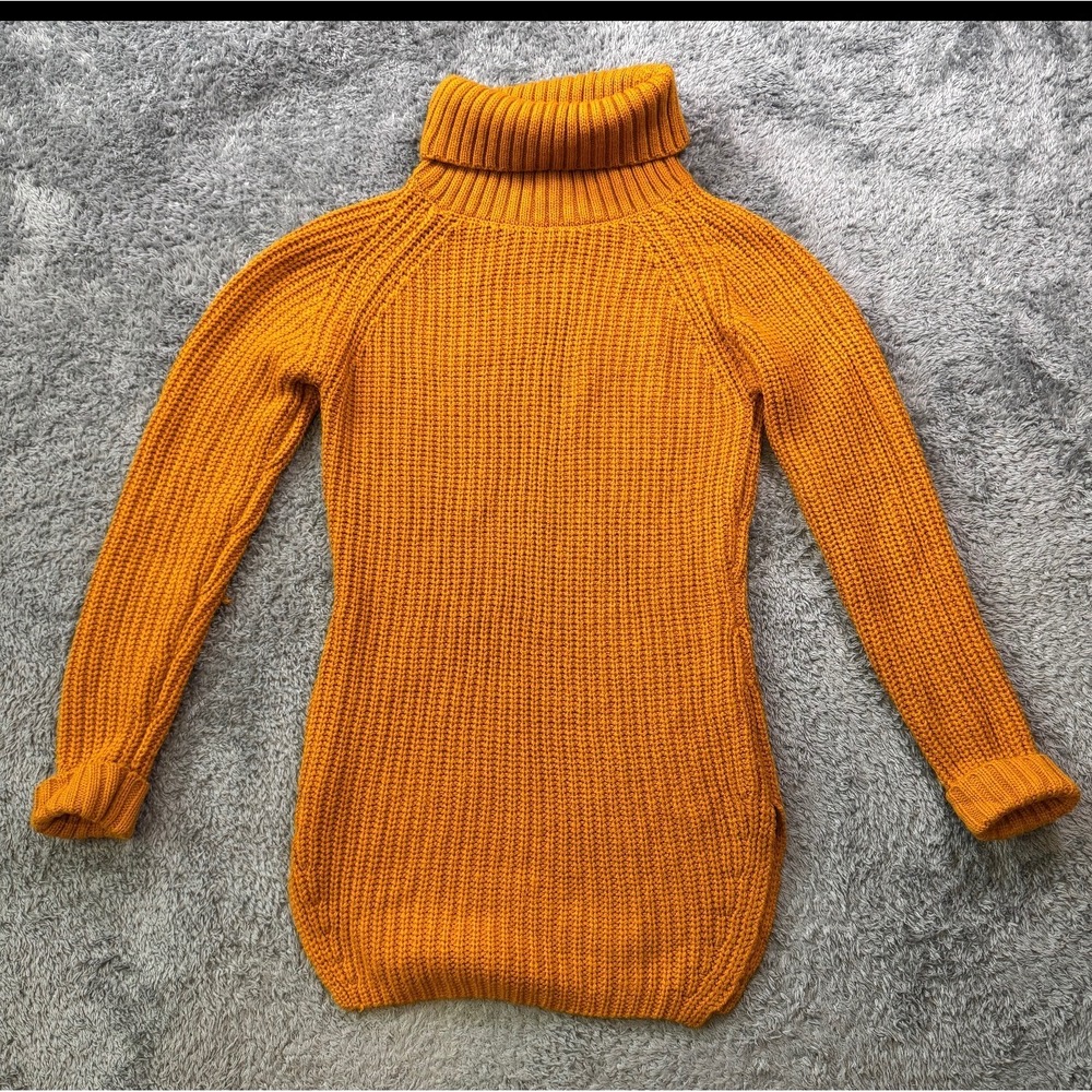 NY Collection Womens XSVR1214 Turtleneck Sweater Small Mustard Shaker Knit